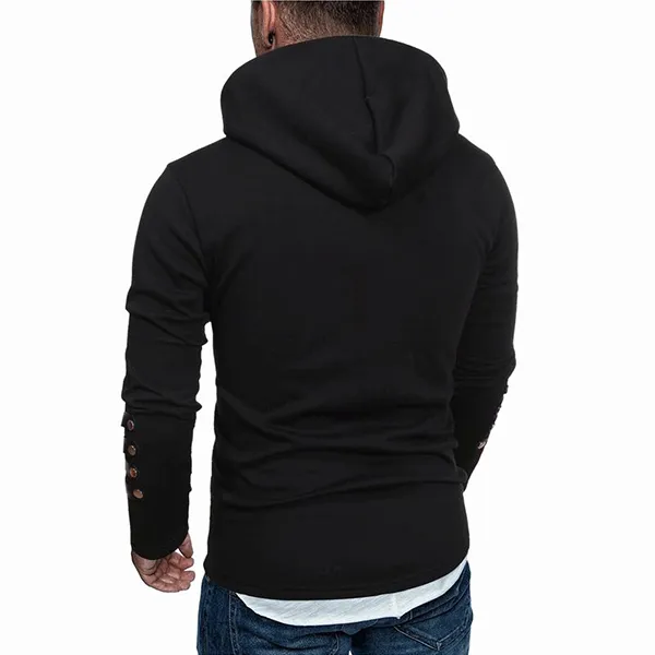 Lässiger Hoodie für Herren mit Akzenten aus Kunstleder Langen Ärmeln und Kapuze